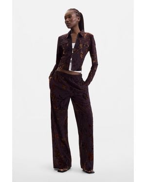 Desigual Long Flocked Trousers, Polyester - Blue