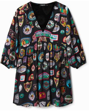 Desigual Short University Dress, Viscose - Black