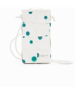 Desigual L Woven Droplets Phone Pouch, Polyurethane - White