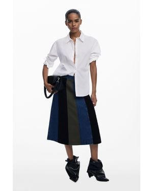 Desigual A-Line Patchwork Midi Skirt - White