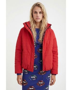 Desigual Short Quilted Hooded Jacket, Polyester - Red