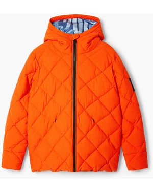 Desigual Cotton Padded Hooded Jacket - Orange