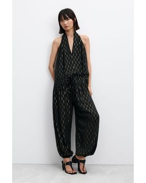 Desigual Balloon Pants With Metallic Details, Polyester - Black