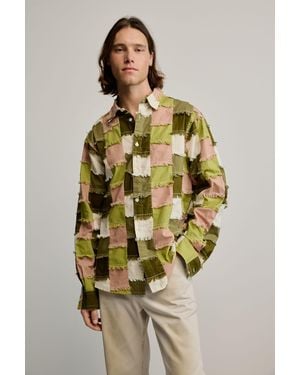 Desigual Patchwork Chequered Shirt, Cotton - Green