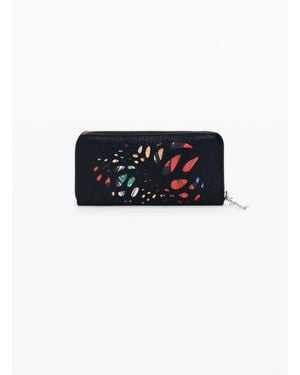 Desigual Large Perforated Wallet, Polyurethane - Black
