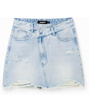 Desigual Denim Criss-Cross Waist Mini Skirt, Cotton - Blue