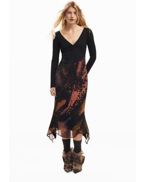 Desigual Printed Long Dress - Black