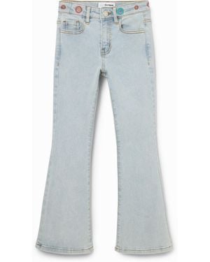 Desigual Embroidered Flare Jeans - Blue