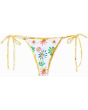 Desigual Braguita Bikini Reversible, Amarillo - Azul