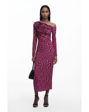 Desigual Psychedelic Checkered Dress, Polyester - Purple