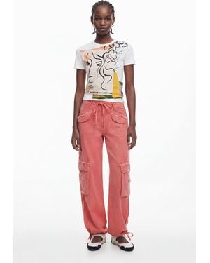 Desigual Cargo Trousers - Red
