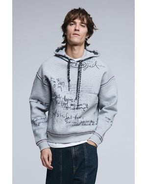 Desigual Hooded Lettering Sweatshirt - Gray