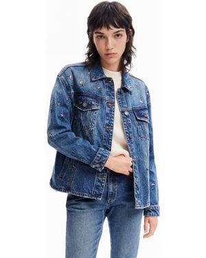 Desigual Floral Denim Trucker Jacket, Cotton - Blue