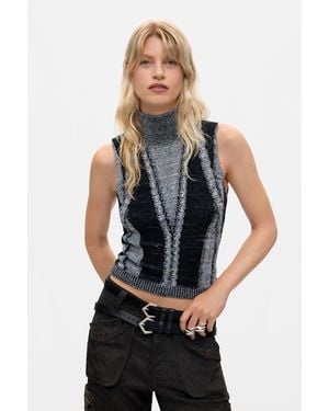 Desigual Sleeveless Turtleneck T-Shirt - Black