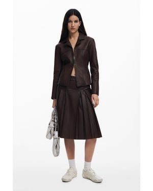 Desigual Midi Leather Skirt, Sheep Leather - Black