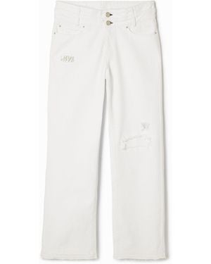 Desigual Long Denim Trousers, Cotton - White