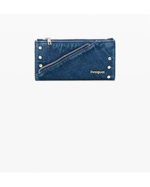 Desigual Large Denim Wallet 100% Cotton, Cotton - Blue