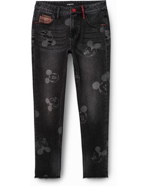 Desigual Pantalón Vaquero Boyfriend Mickey Mouse - Negro