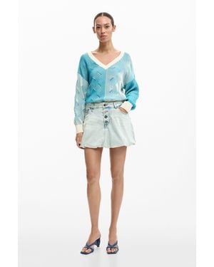 Desigual Short Denim Skirt, Cotton - Blue