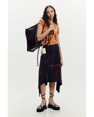 Desigual Asymmetrical Printed Skirt, Cotton - Black