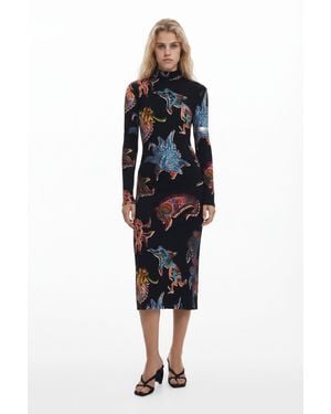 Desigual Dress Designed By Mr. Christian Lacroix, Viscose - Black