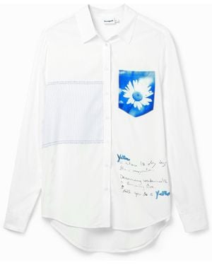 Desigual Patchwork Pocket Daisy Shirt, Viscose - Blue