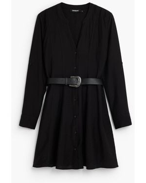 Desigual Shirt Dress With Belt - Black