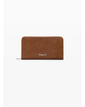 Desigual Medium Embroidered Wallet, Polyurethane - Brown