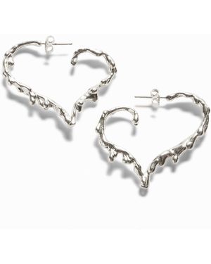 Desigual Pendientes Corazón Baño Plata Zalio, Negro