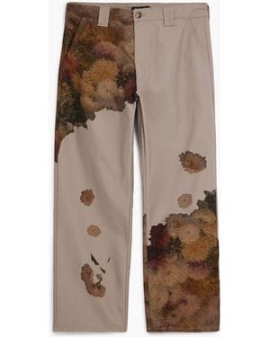 Desigual Floral Print Trousers, Cotton - Brown