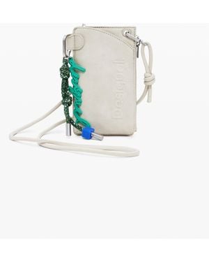 Desigual Mobile Holder Leather-Effect Logo - White