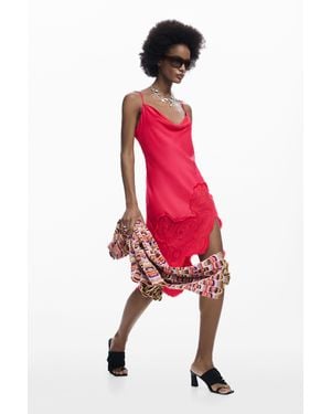 Desigual Vestido Lencero Asimétrico - Rojo