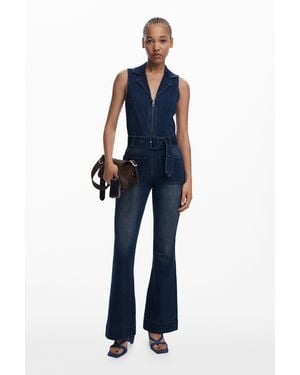 Desigual Flared Denim Jumpsuit - Blue