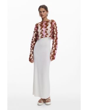 Desigual 2-In-1 Crochet Dress - White