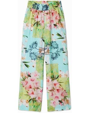 Desigual Long Flower Patchwork Pants - White