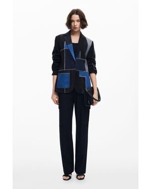 Desigual Combined Patchwork Blazer - Blue