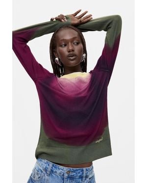 Desigual Dip-Dye Effect Sweater - Purple