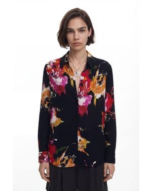 Desigual Floral Print Shirt, Viscose - Black