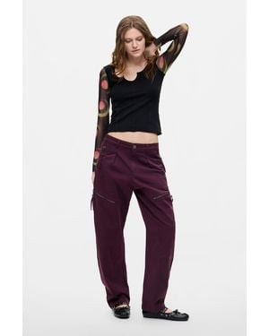 Desigual Long Zipper Pants, Cotton - Red