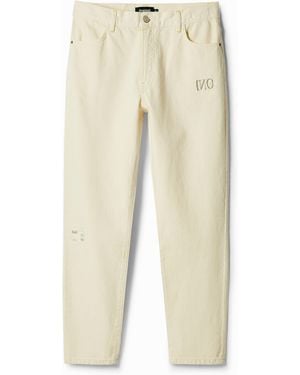 Desigual Relaxed Message Jeans, Cotton - Natural