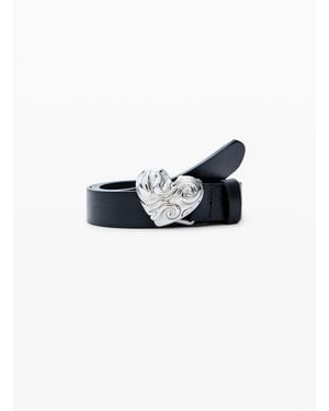 Desigual Leather Heart Belt, Cow Leather - Blue