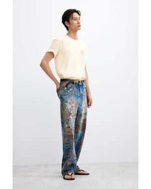 Desigual Printed Jeans, Cotton - Blue