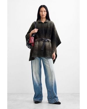 Desigual Poncho Gürtel, Damen, Polyester - Schwarz