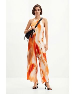Desigual Abstract Halter Jumpsuit, Viscose - Orange