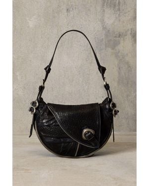 Desigual Medium Textured Leather Studio Bag - Black