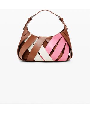 Desigual Bolso Mediano Trenzado Efecto Piel, Poliuretano - Rojo