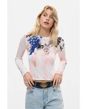 Desigual Printed Long Sleeve T-Shirt - White