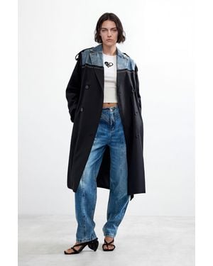Desigual Long Trench Coat - Blue