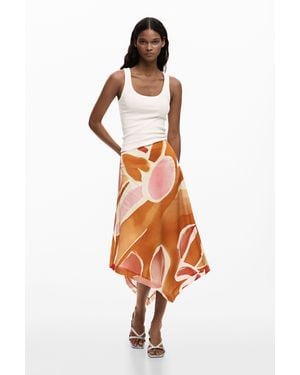 Desigual Asymmetrical Petal Skirt, Viscose - White