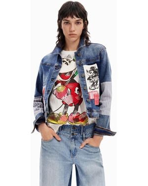 Desigual Patchwork Mickey Mouse Denim Jacket - Blue